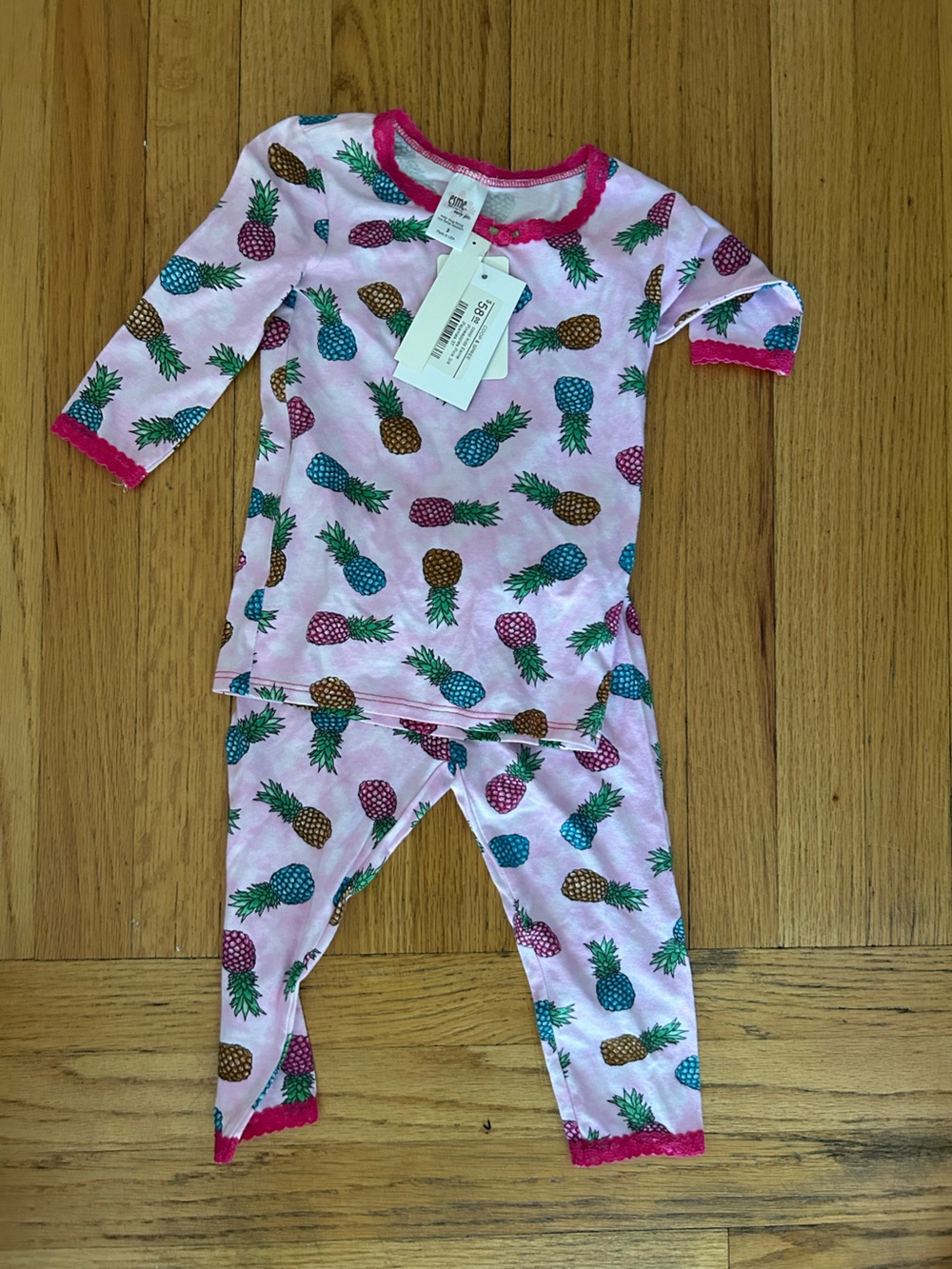 NWT Esme Pink Pineapple Print Kids Pajama Set